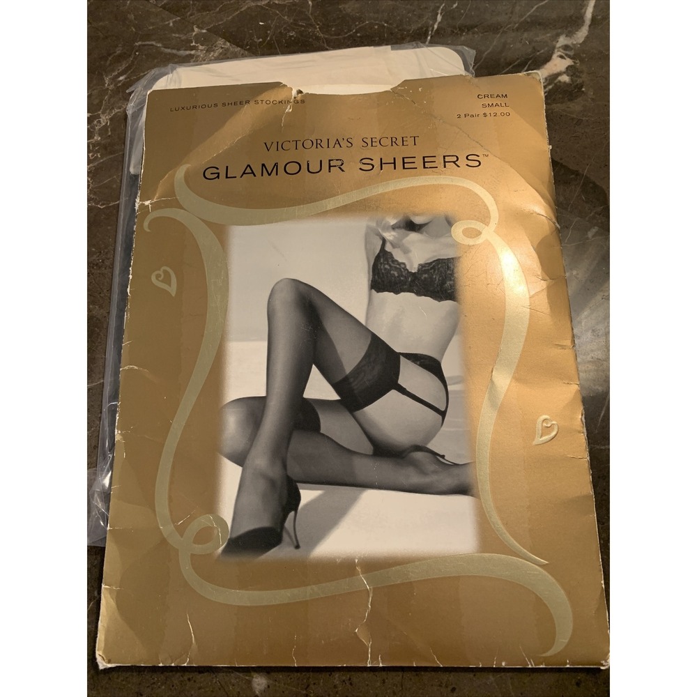 victoria secret vintage glamour sheer stockings small cream 2 pairs lot